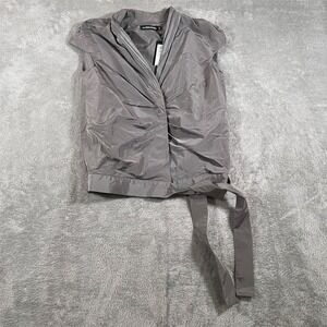 Anna Molinari Blouse Women's Sz 40 Tie Front‎ Gray Sleeveless Casual NEW